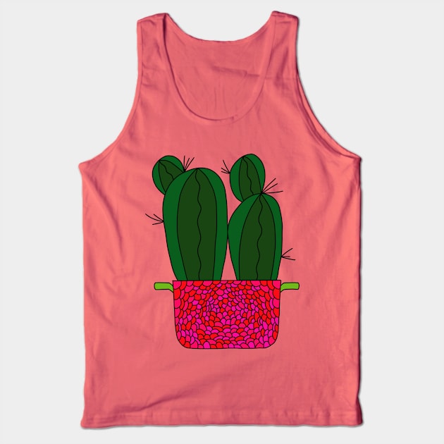 Cute Cactus Design #151: Spiky Cacti In Raspberry Inspired Pot Tank Top by DreamCactus